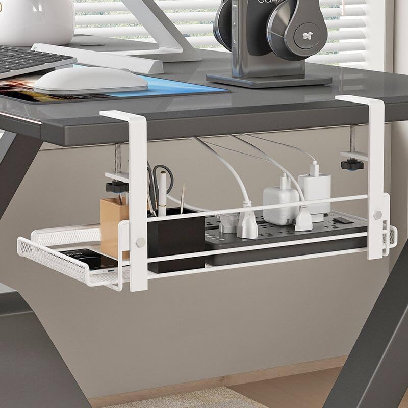 Under Desk Cable Management Tray No Drill, Under-Desk Cable Organiser for Cord M
