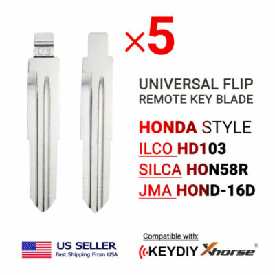 5x Flip Remote Key Blades Xhorse Keydiy Remotes Honda Type HD103 HON58R HOND-16D