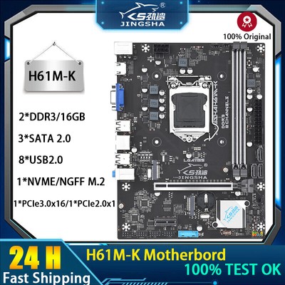 JINGSHA H61 Motherboard LGA 1155 for Intel Core i7 i5 i3 Micro-ATX GPU Mainboard