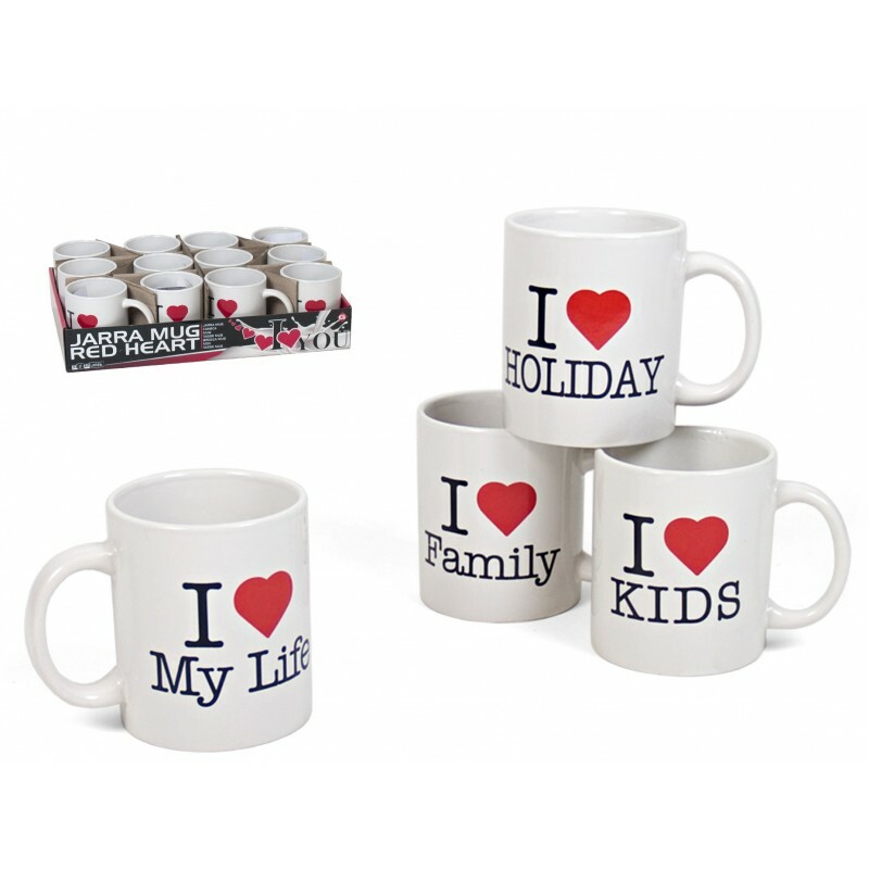 Set Servizio 12 Pezzi Tazze Mug Latte Cappuccino 330ml Ceramica Heart