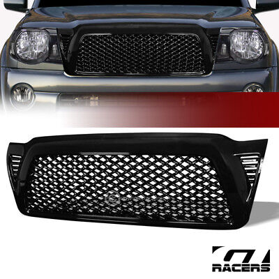 For 2005-2011 Toyota Tacoma Gloss Blk Dragon Mesh Front Hood Bumper Grill Grille