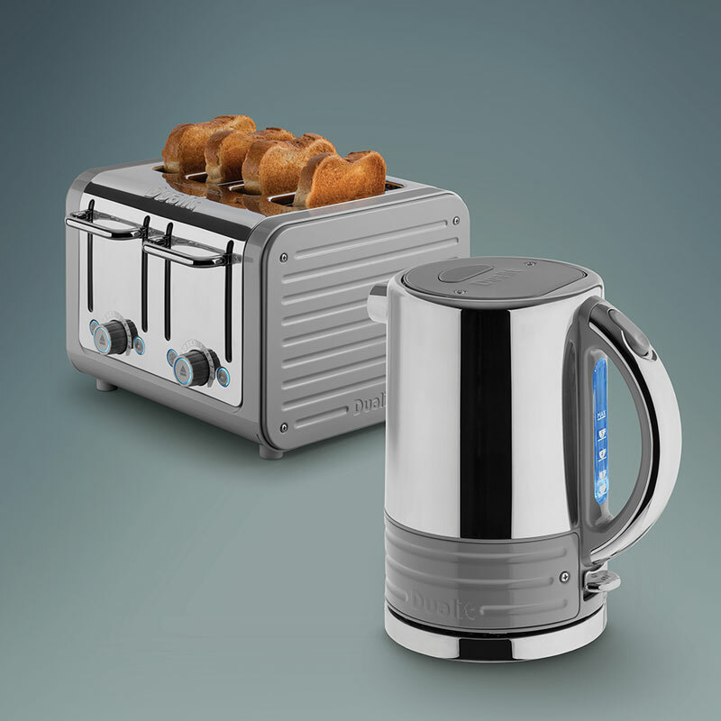 Dualit Architect 4 Slice Slot Toaster and Kettle Set in GREY *BRAND NEW