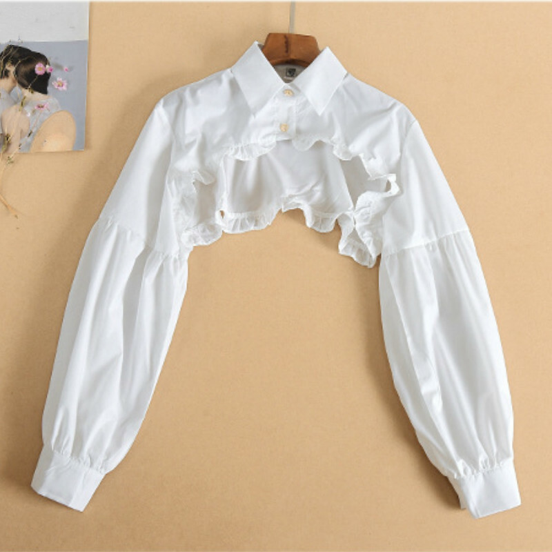 Lady Lolita Rüschen Bolero mit Puffärmeln Falscher Kragen Slim Fit Capelet