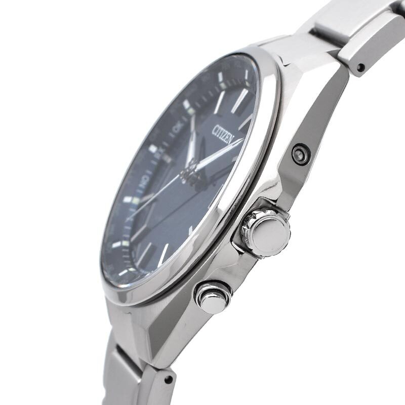 Pre-owned Citizen Attesa Cb1120-50l Eco-drive Titanium Radio Solar Watch Blue Dial 38.0mm