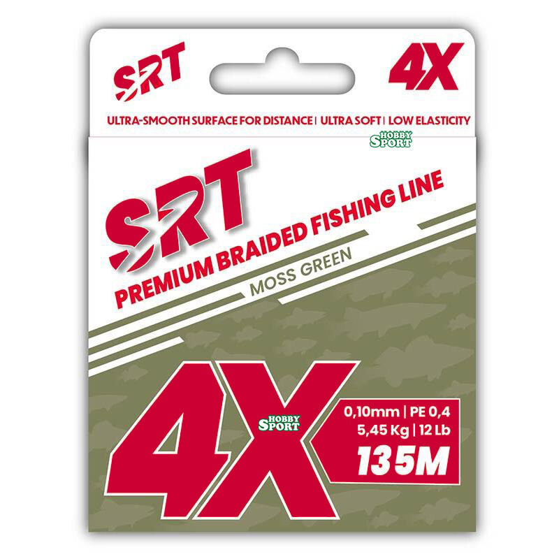 SRT TRECCIATO 4 FILI  0,10mm BRAIDED FISHING LINE PE 0.4 MOSS GREEN  135 MT