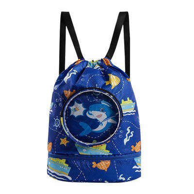 Swim Bag Cartoon Pool Bag For Kids Wet And Dry Separation Drawstring Beach Bag