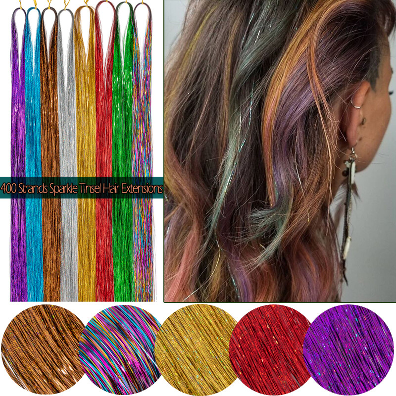 W/Tool Hair Tinsel Sparkle Glitter Extension Highlight Party Wedding Dazzles 47