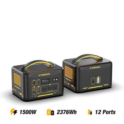 VTOMAN 2376Wh Portable Power Station, Jump 1500X Solar Generator Extra Battery