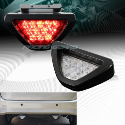 Universal F1 Style Triangle 12 Red LED Clear Len Third 3rd Brake Light Stop Lamp