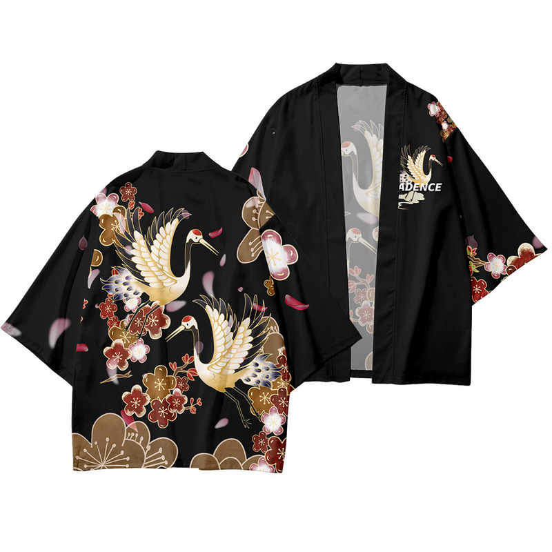 Hommes Kimono Yukata Manteau Japonais Rétro Haut Cardigan Desseré Haori Casual