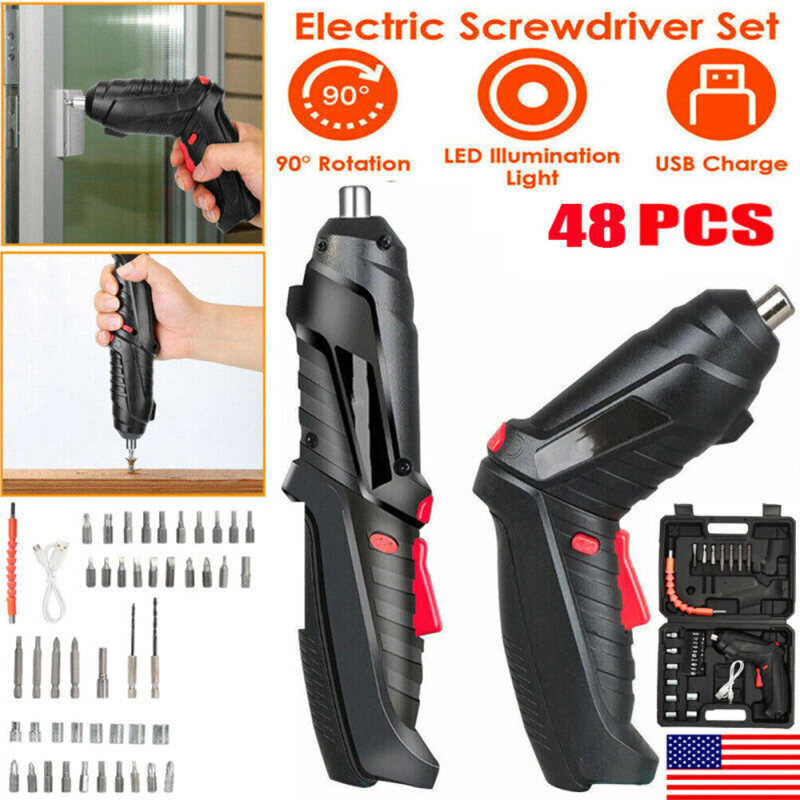 Mini Electric Cordless Screwdriver Drill Driver Power Tool Bit Set Rechargeable