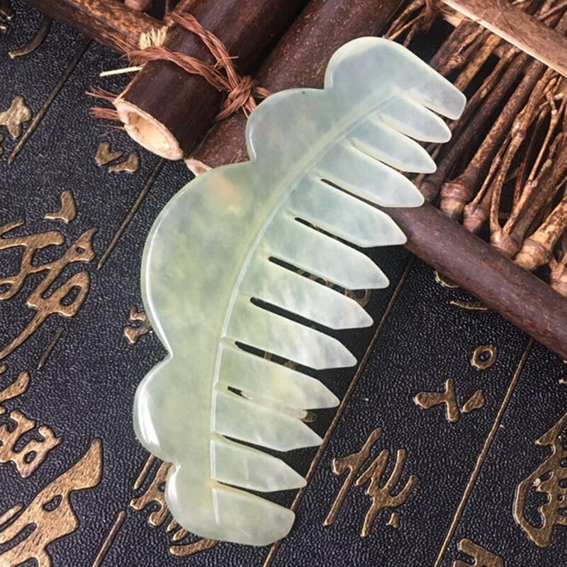 1Pc Nature Jade Comb Massage Spa Acupuncture Head Treatment Gua Sha Board-ca