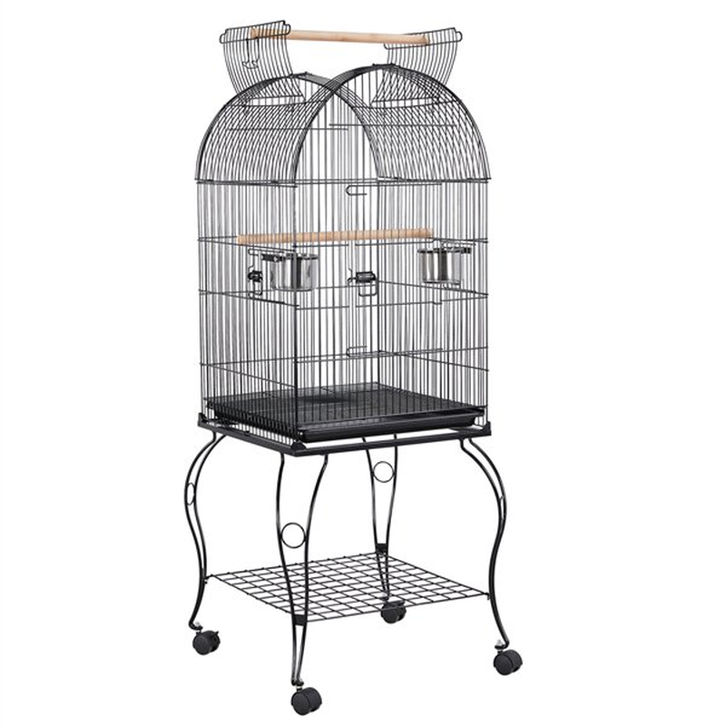 Feeders Cockatiel Canary Rolling Stand Metal Bird Cage