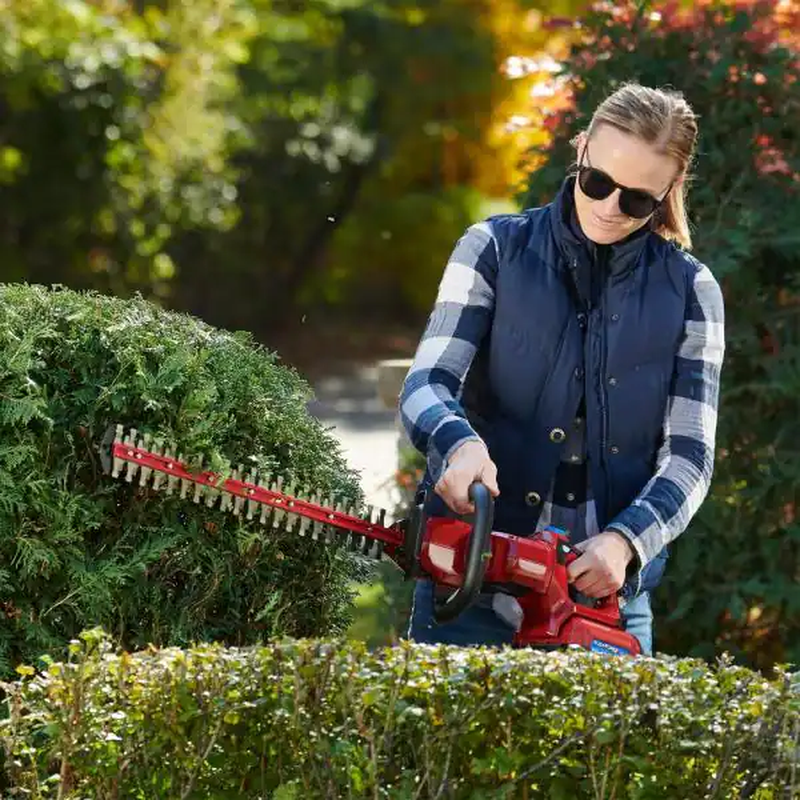 Cordless Hedge Trimmer Red 24-Inch 60-Volt 2.5 Ah Battery and Charger Included