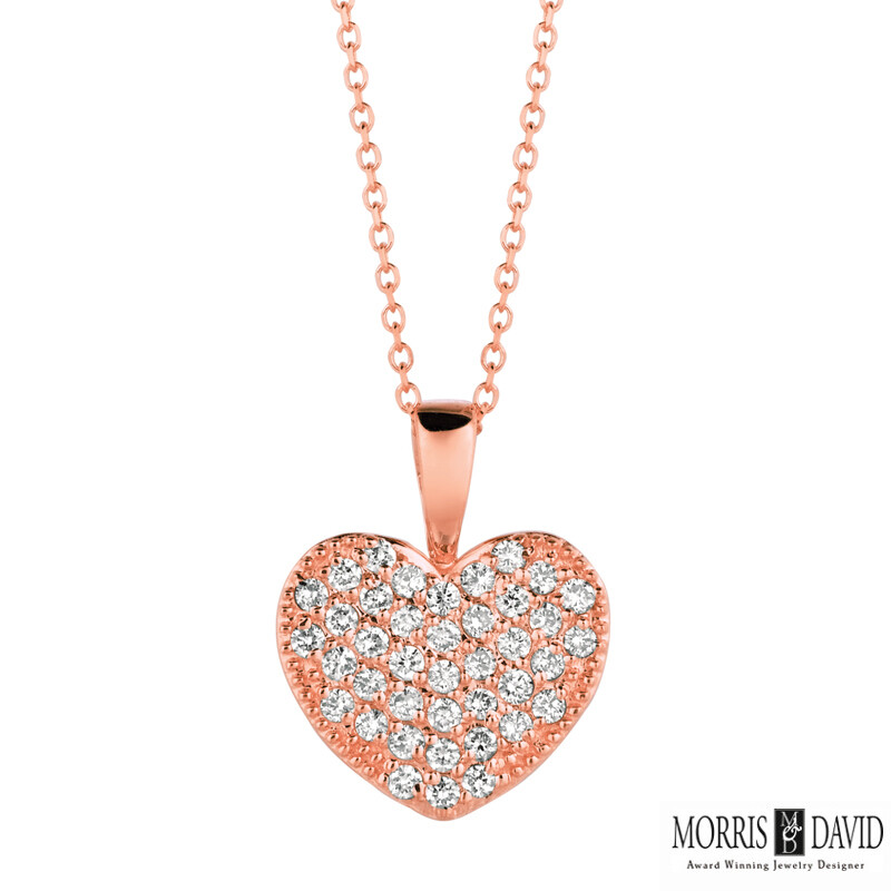 Pre-owned Morris 0.40 Carat Natural Diamond Heart Necklace Pendant 14k White Gold Si 18''
