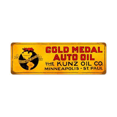 Gold Medal Auto Kunz Oil Metal Sign Man Cave BODY Shop Garage Barn Club pts280