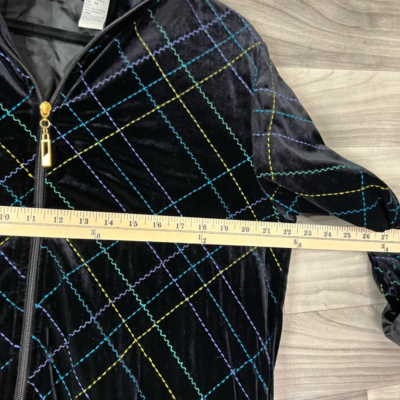 Koret Jacket Coat Womens M Black Waist Length Full Zip Stretch Stitching Velour