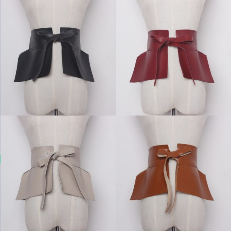 Women Wide Waist Belt Waistband Faux Leather Peplum Irregular for Dress Shirt