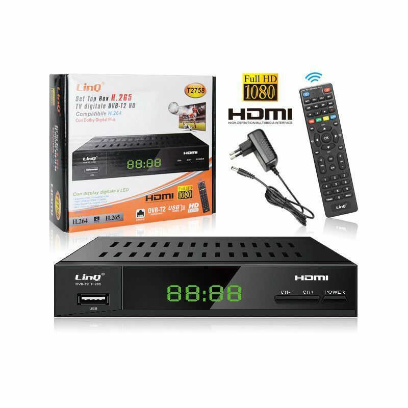 Decoder Digitale Terrestre T2 Set Top Box Full Hd Dvb-T2 Hd H.265 Linq T2758