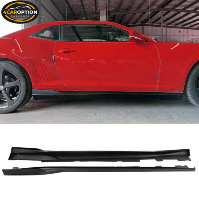 Fits 16-24 Chevy Camaro Side Skirt Rocker Panel Extension Lip Matte Black 4PC PP