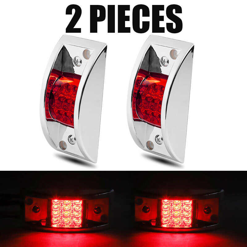 4pcs Red+Amber Sealed Chrome 12 LED Side Marker Clearance Truck Trailer Lights