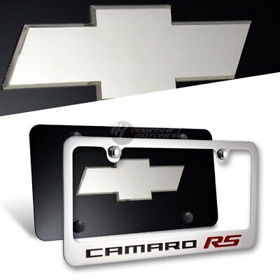 Chevrolet CAMARO RS Stainless Steel License Plate Frame w/ Cap -2PC Front & Back