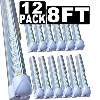 8ft Linkable Led Shop Light Fixture, Integrated 8FT Led Tube Light Bulbs 12-25PC