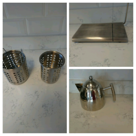 Assortment of stainless Steel kitchen items 