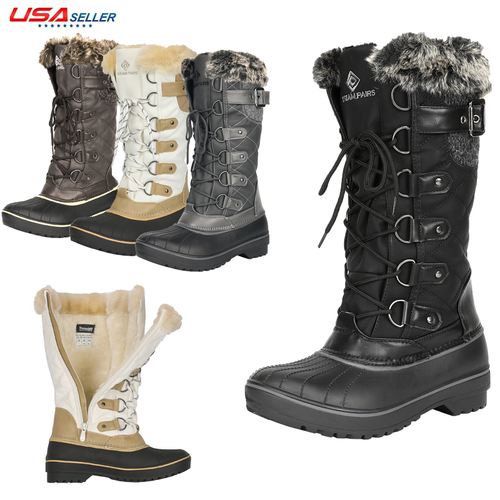 Womens Insulated Waterproof Winter Snow Boots Fur Lined Warm Outdoor Ski Boots
