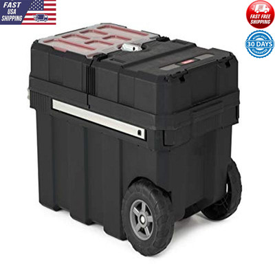Resin Rolling Tool Box W/ Central Locking Mechanism & Extendable Handle New