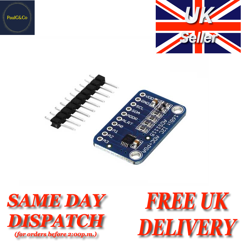 ADS1115 I2C 4Channels 16 Bit ADC Module with Programmable Gain Amplifier