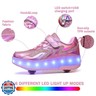 Wooowyet LED Roller Skate Shoes for Kids Boys Girls Light Up Fashion Sneakers Wheels Wheeled USB Rechargeable HookandLoop Shiny Pink Little Kids Size 2.5