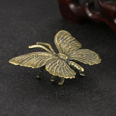 Solid Pure Brass Butterfly Figurines Miniatures Desktop Ornament Home Decorat*x*