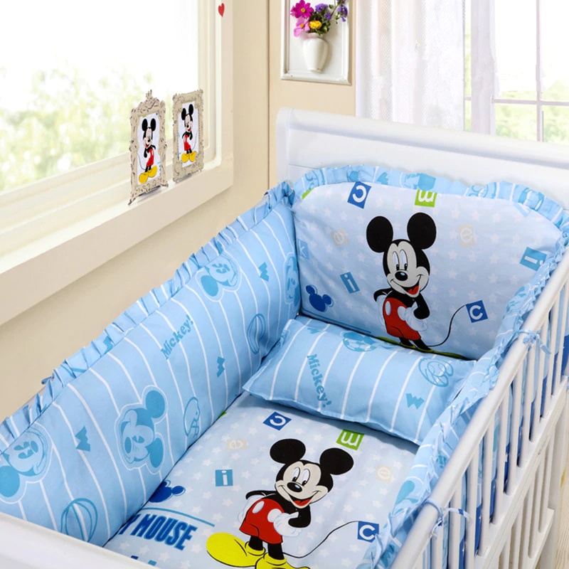 Disney Mickey Mouse Baby Crib Bedding Set Bumper Sheet Pillow