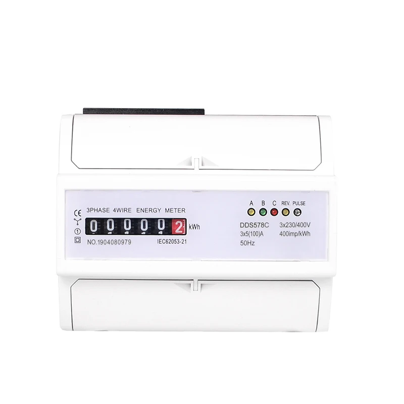 DDS578C three-phase counter display household 380V rail-type watt-hour meter 7P
