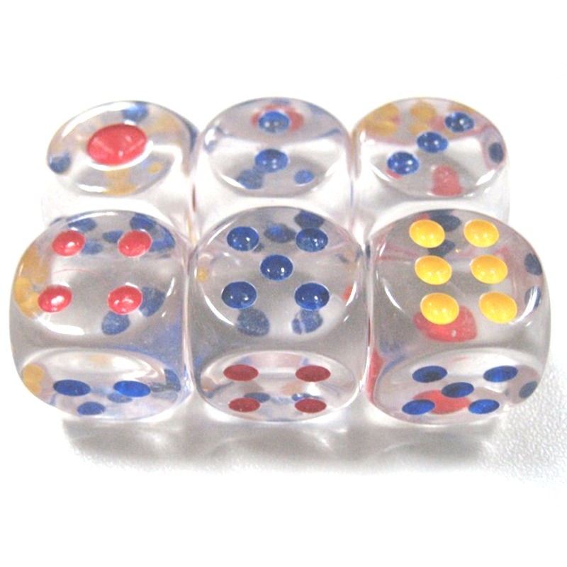 Set 6 Dadi Gioco Trasparenti Società Giochi Carte Divertimento Feste Natale dfh