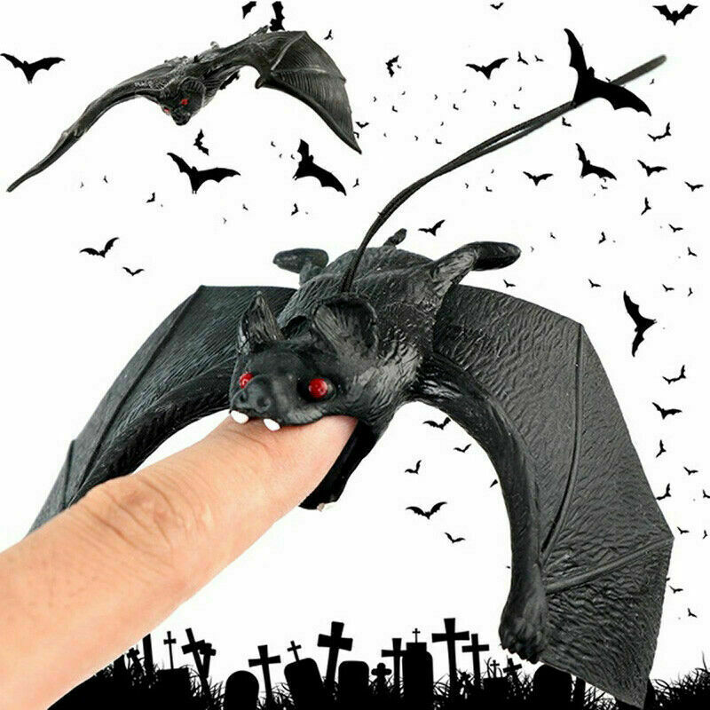 Black Hanging Rubber Bat Halloween Party Decoration Festival Backdrop DIY Decor
