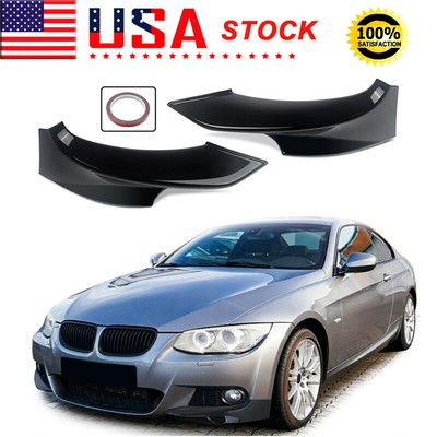 For BMW E92 E93 10-14 LCI Gloss Black Front Splitter Lip Corner Covers M Look