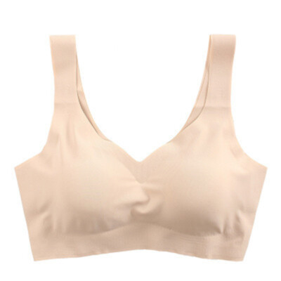 Women Padded Bralette Lingerie Tank Top Ice Silk Bra Underwear Seamless Push Up