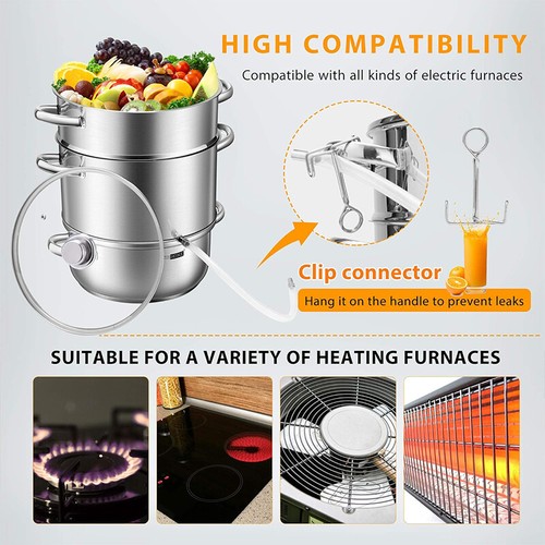 24cm 8.5Qt Stainless Steel Juice Steamer Extractor Fruit Vegetables Juicer Pot