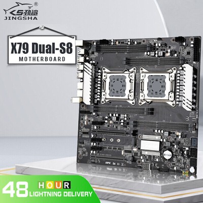 JINGSHA X79 Dual S8 Motherboard Dual CPU Intel Xeon LGA 2011 E5 V2 V1 8* DDR3