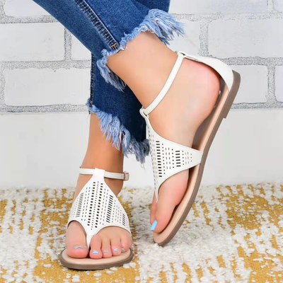 Summer Womens T Strap Strappy Flat Flip Flop Thong Gladiator Sandals Shoes Size