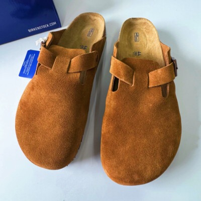 Birkenstock Boston Mink Soft Footbed Suede Leather Regular Fit Men Clog Shoes