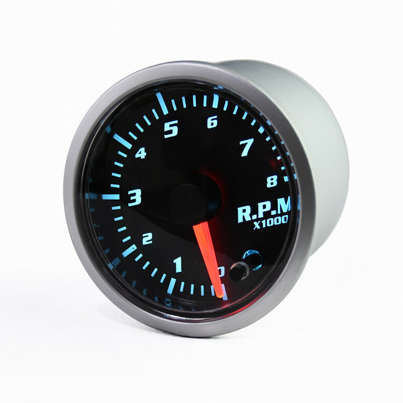 Rpm Gauge Tachometer 85mm 2 Cylinder 8000 RPM (White Dial/Chrome Bezel ...