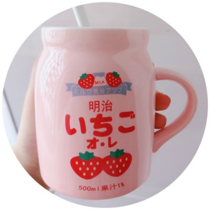 Japanese Strawberry Milk Cup Mugs Ceramic Tea Coffee Drink Kawaii Cute Pink Gift