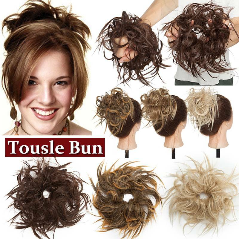 Lockig Scrunchie Haargummi Haarverlängerung Haarteil Hepburn Dutt Messy Bun GFHG