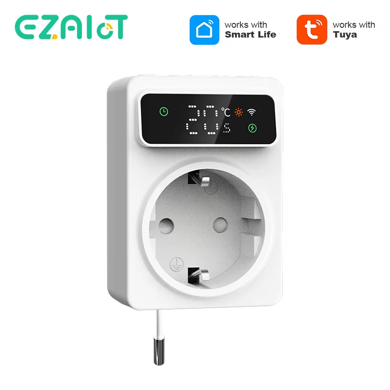 Tuya Wifi smart plug digital thermostat incubator socket timer switch heating co