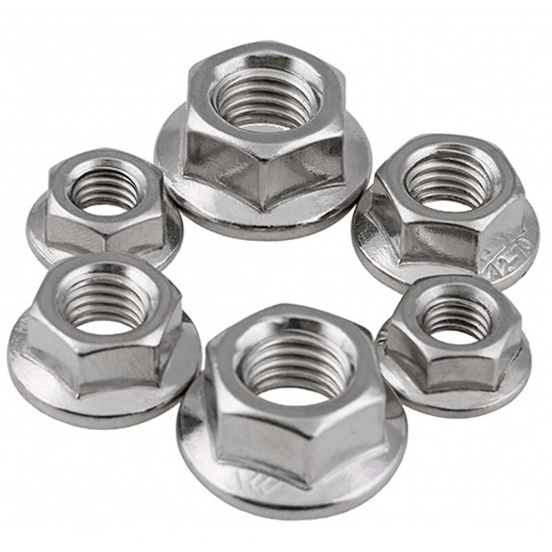 Flange Nut With Locking Teeth DIN6923 A2 V2A Stainless Steel 25 Pcs. M4