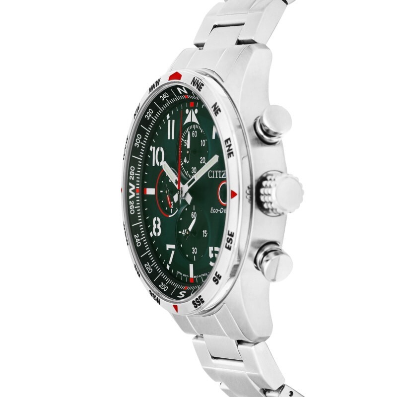 Pre-owned Citizen Eco Drive Mens Watch 42.5mm 10atm Stainless Steel Chronograph Japan Made