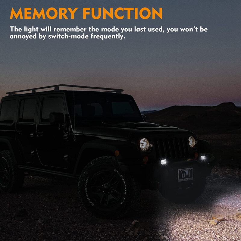 EverBrite 2PCS 4-Inch Led Pods 60W Off Road Light Pods 6 Mode White Amber Strobe